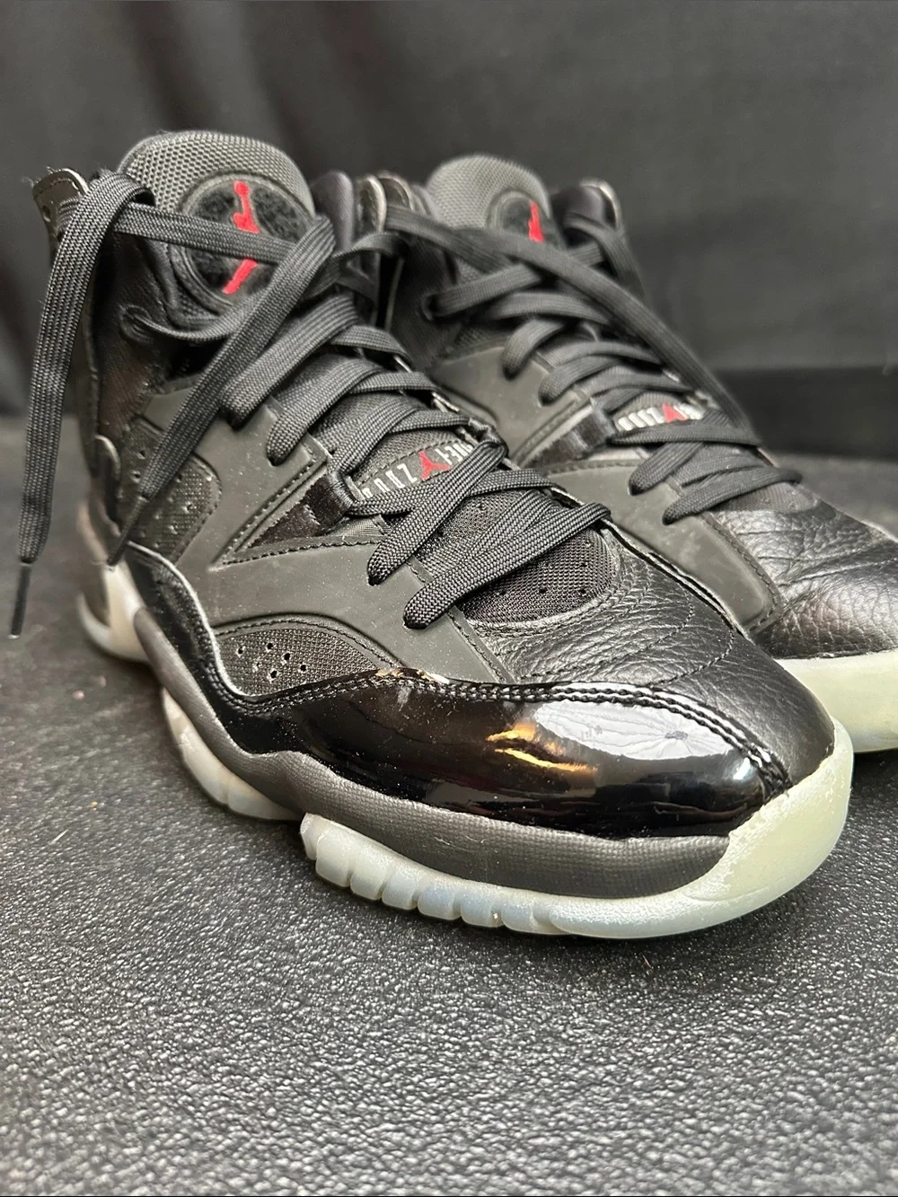 Jordan Black and Red Shoe Interior with Size 8.5 Mens